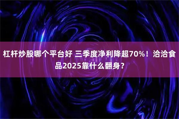 杠杆炒股哪个平台好 三季度净利降超70%！洽洽食品2025靠什么翻身？